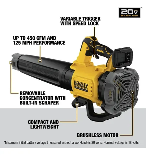 SOPLADORA DE HOJAS ELÉCTRICA INALÁMBRICA DCBL722B-B3 DEWALT - FOTO 4