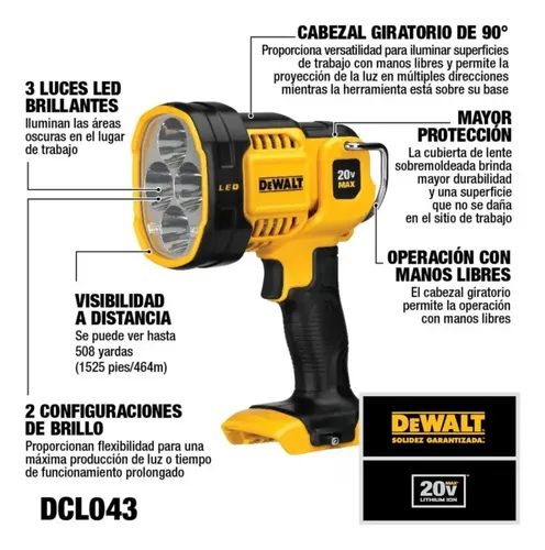 REFLECTOR LED 20V DEWALT DCL043 SIN BATERIA SIN CARGADOR - FOTO 4
