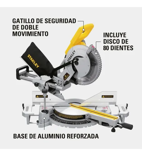 INGLETEADORA TELESCOP STANLEY SM181-AR 9 POS 2000W 10'' 4800RPM - FOTO 2