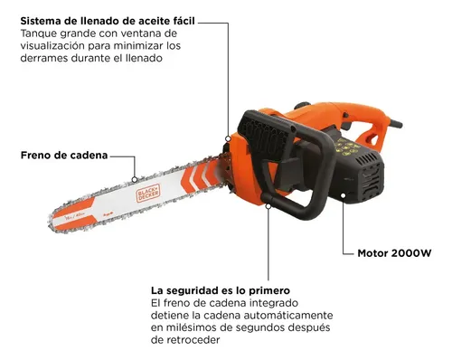 ELECTROSIERRA BLACK+DECKER BECS2040 2000W ESPADA 40CM BECS2040-AR - FOTO 3