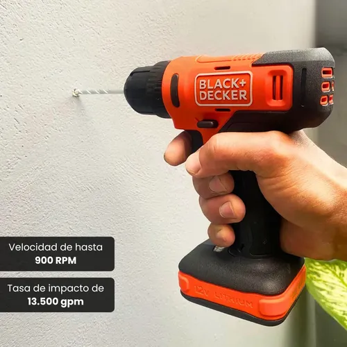 TALADRO PERCUTOR BLACK+DECKER BCD712VHD 12V CON BATERÍA, CARGADOR Y ACCESORIOS BCD712VHD-AR - FOTO 7
