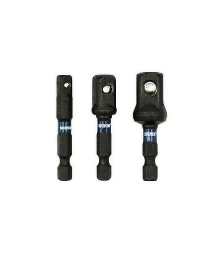 ADAPTADOR IMPACTO 1/4" HEXAGONAL X 1/4" 3/8" 1/2" CUADRADO MACHO ( 50MM) [3 UNID] BREMEN® (7871)