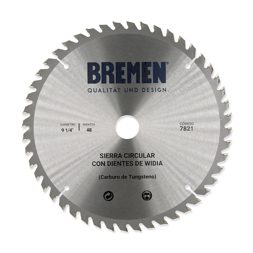 SIERRA CIRCULAR 9 ¼"-48 DTES.WIDIA (Ø25MM) BREMEN® (7821)