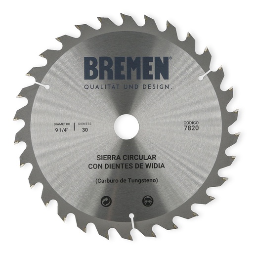 SIERRA CIRCULAR 9 ¼"-30 DTES.WIDIA (Ø25MM) BREMEN® (7820)