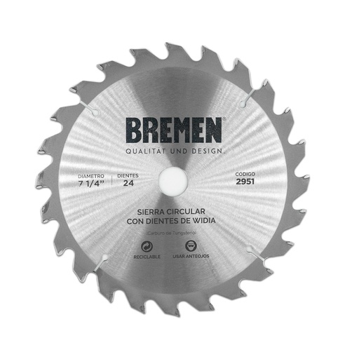 SIERRA CIRCULAR 7 ¼"-24 DTES.WIDIA (Ø20MM/Ø16MM) BREMEN® (2951)