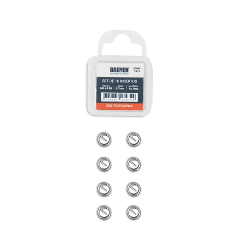 JUEGO DE INSERTOS = M10 X 1.5 X 13.5MM [10 UNI] (COD 6655) BREMEN® (7475)