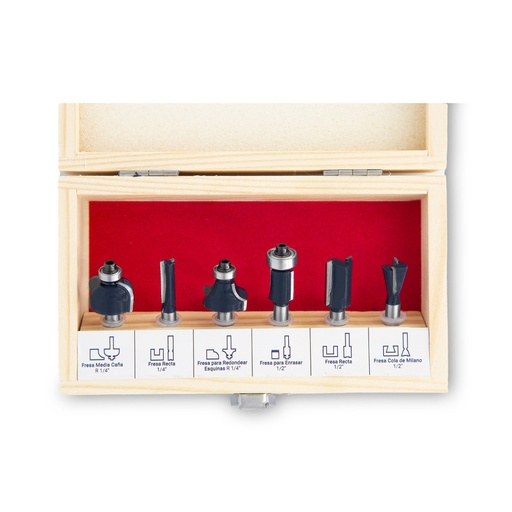 FRESA PARA ROUTER EN JUEGO X 6 PZS. BREMEN® (7618)