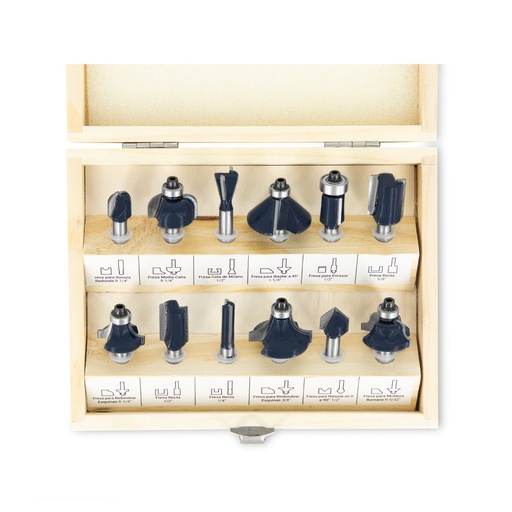 [BREFJ12] FRESA PARA ROUTER EN JUEGO X 12 PZS. BREMEN® (7619)
