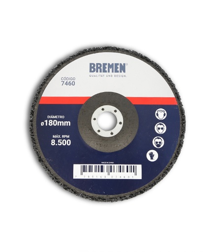 [BREDF7] DISCO ABRASIVO FIBRA GRUESA 7" BREMEN® [5 UNID] PARA AMOL. ANG. (7460)
