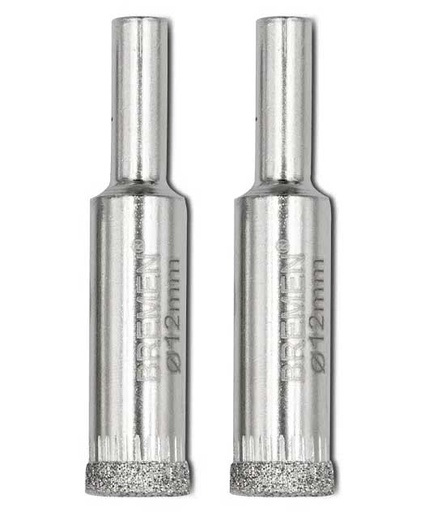BROCA DIAMANTADA Ø 12MM [2 UNID] PARA VIDRIO Y PORCELANATO BREMEN® (7539)