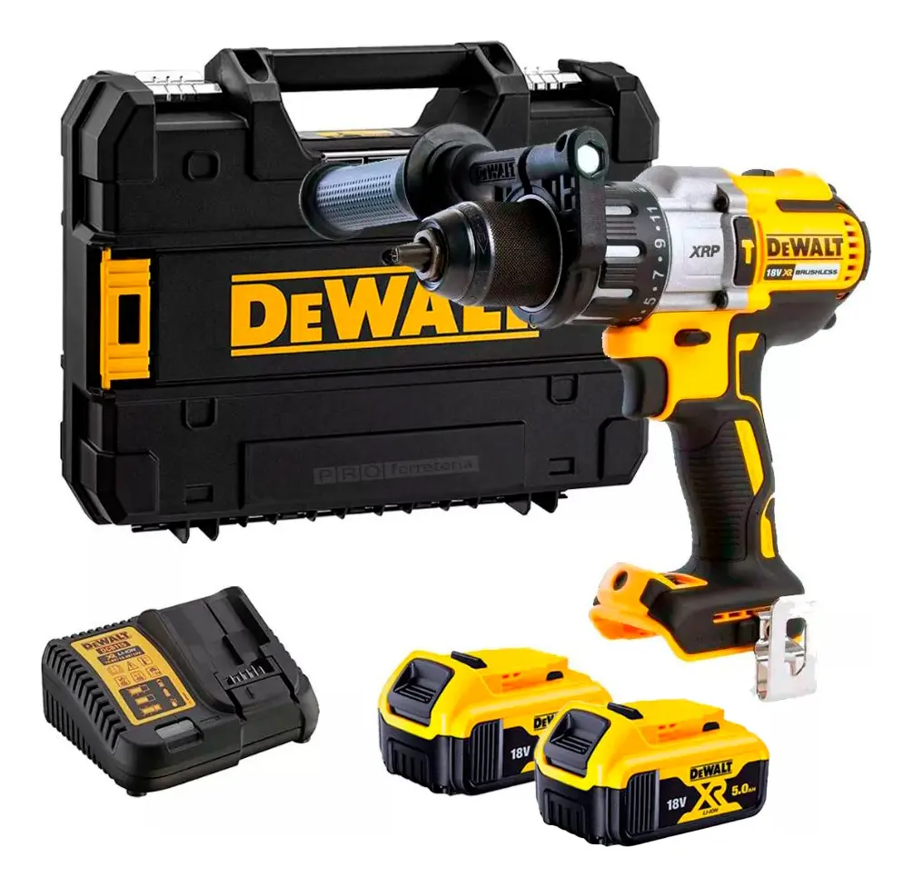 [DCD996P2T-AR] TALADRO PERCUTOR DEWALT INALAMBRICO 13MM 20V MALETIN 2 BAT COLOR AMARILLO