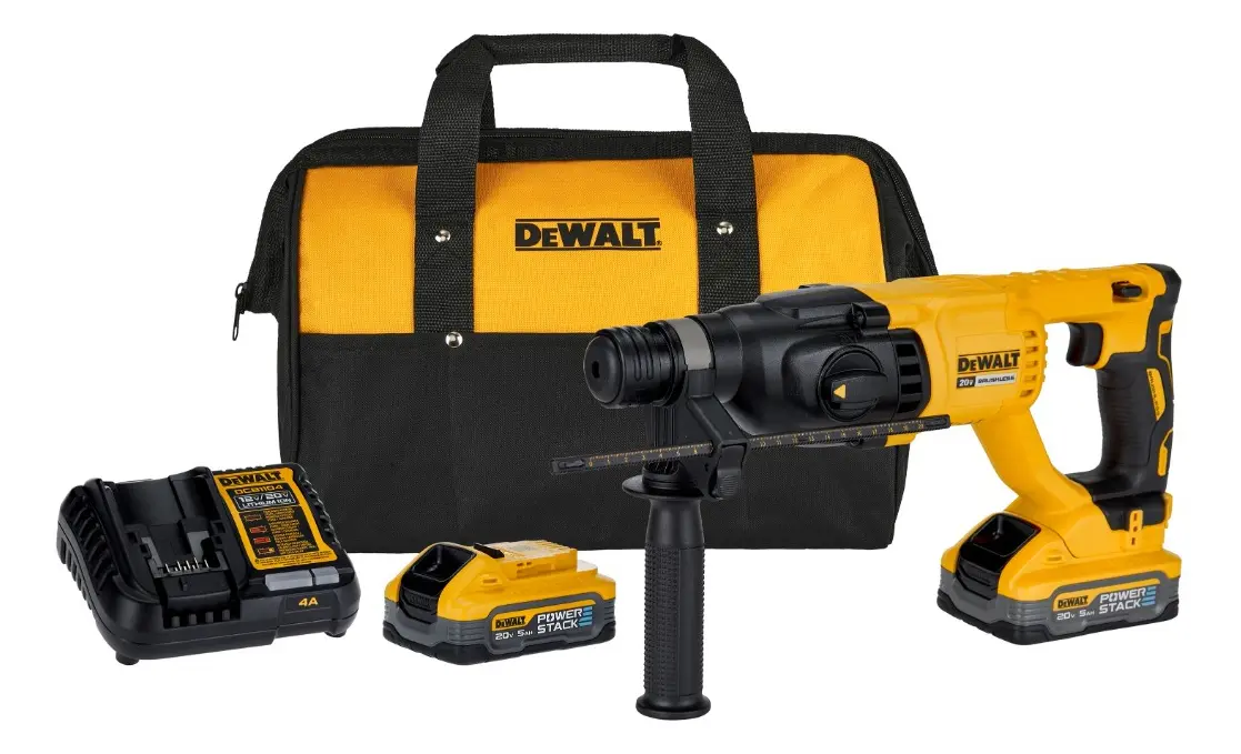 [DCH133H2-AR] ROTOMARTILLO PERCUTOR DEWALT SDS DCH133H2 CON BATERÍAS CARGADOR Y BOLSO COLOR AMARILLO