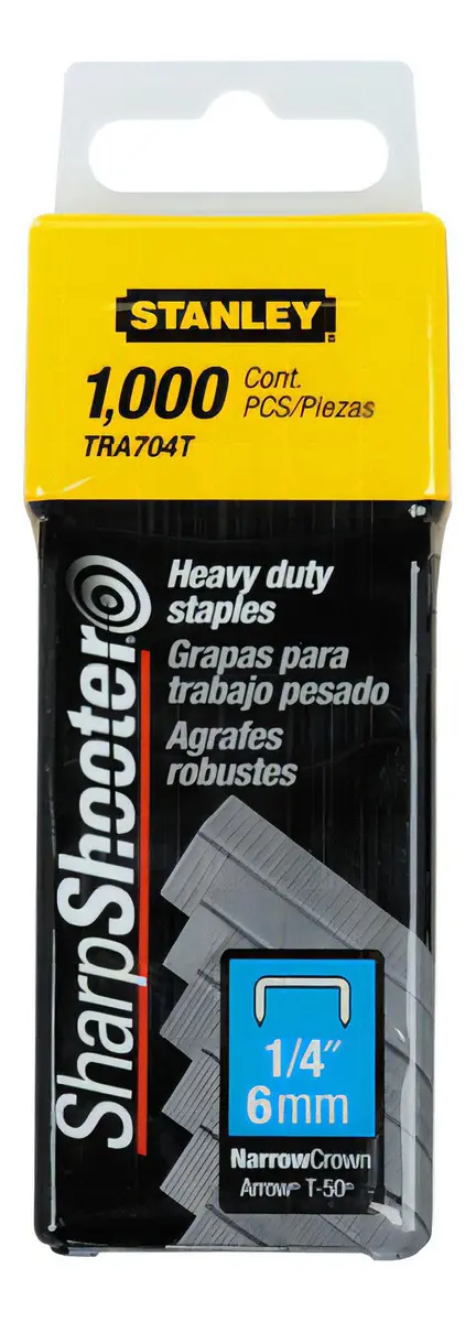 [Tra704t] GRAPAS 1/4'' CORONA ANGOSTA 1,000 PIEZAS STANLEY TRA704T