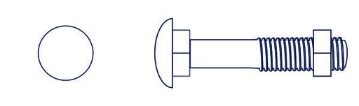 [BCR10178] BULON CABEZA REDONDA CON TUERCA   [047]  3/8" X 7" (CAJA X 50) BREMEN®