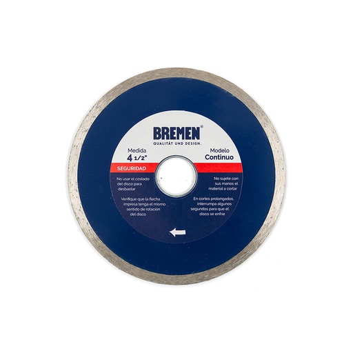 DISCO DIAMANTADO  4-½" HUMEDO (CONTINUO) BREMEN® (4525)