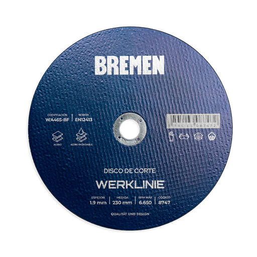 [8747] DISCO DE CORTE BREMEN® WERKLINIER 9" (230X1.9X22MM) [10 UNID] (8747)
