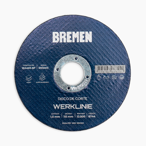 DISCO DE CORTE BREMEN® WERKLINIER 4-1/2" (115X1.6X22MM) [25 UNID] (8744)
