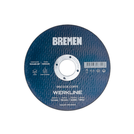 DISCO DE CORTE BREMEN® WERKLINIER 4-1/2" (115X1.2X22MM) [25 UNID] (8742)