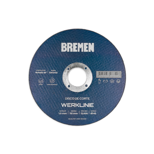 DISCO DE CORTE BREMEN® WERKLINIER 4-1/2" (115X1.0X22MM) [25 UNID] (8740)