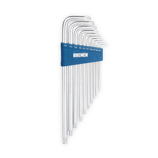 [8789] TORX 5 PUNTAS: LLAVES TAMPER TORX 5 PUNTAS EN "L" EXTRA LARGAS X 10 PZ (T8/T50) BREMEN® (8789)