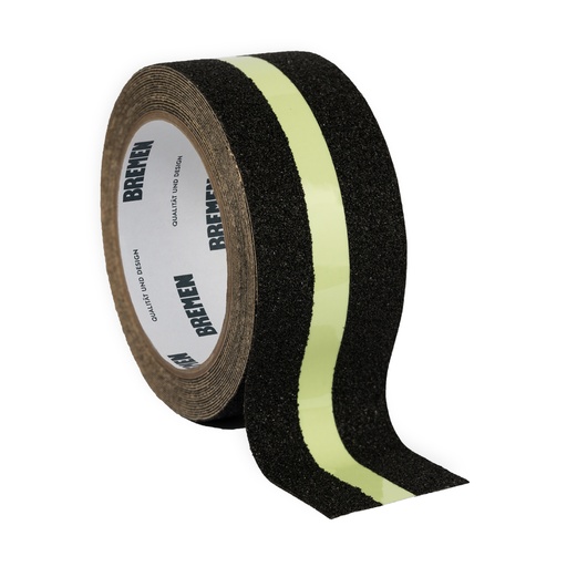 [8839] CINTA ADHESIVA ANTIDESLIZANTE FOTOLUMINISCENTE 50MMX5M BREMEN® [NEGRA] X 6 UNIDADES (8839)