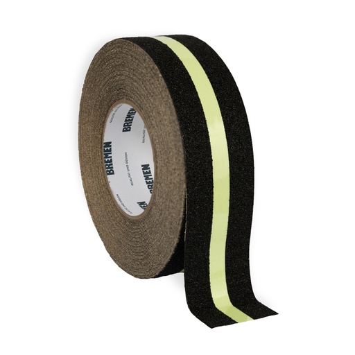 CINTA ADHESIVA ANTIDESLIZANTE FOTOLUMINISCENTE 50MMX18M BREMEN® [NEGRA] (8840)