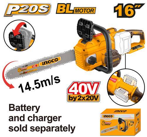 [CGSLI40168] SIERRA PODADORA 40V 16" (NO INCLUYE CARGADOR NI BATERIA) INGCO (CGSLI40168)