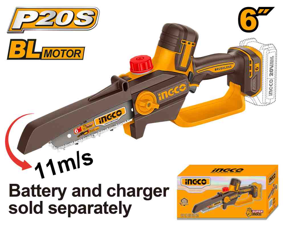 [CGSLI2066] SIERRA PODADORA 20V 6" (NO INCLUYE CARGADOR NI BATERIA) INGCO (CGSLI2066)