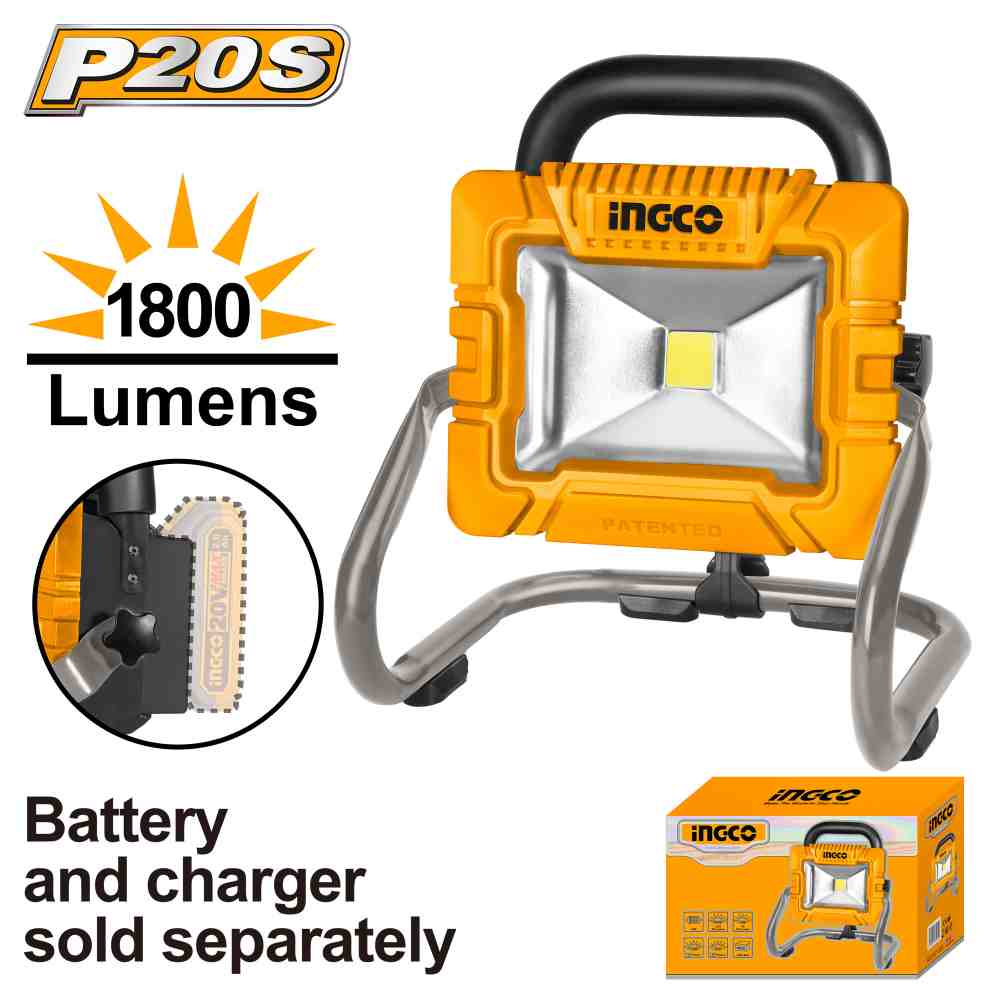 [CWLI2025] REFLECTOR PORTATIL 1800 LUM (NO INCLUYE CARGADOR NI BATERIA) INGCO (CWLI2025)