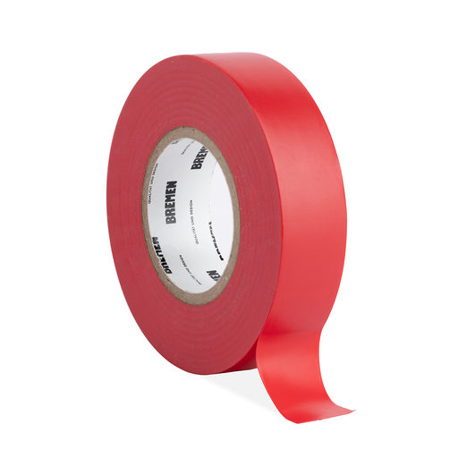 [8821] CINTA ADHESIVA AISLADORA 0,18MMX19MMX18M BREMEN® [ROJA] X 10 UNIDADES (8821)