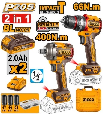 [CKLI20275-4] COMBO 2 PIEZAS - TALADRO / LLAVE IMPACTO INGCO (CKLI20275-4)