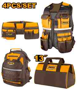 [COS230908] COMBO 4 PIEZAS - CHALECO / MOCHILA / BOLSO / CINTURON INGCO (COS230908)