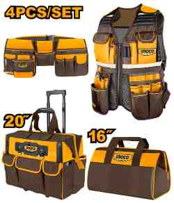 COMBO 4 PIEZAS - CHALECO / VALIJA / BOLSO / CINTURON INGCO (COS230910)