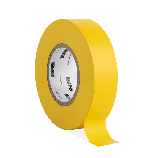 CINTA ADHESIVA AISLADORA 0,18MMX19MMX18M BREMEN® [AMARILLA] X 10 UNIDADES (8823)
