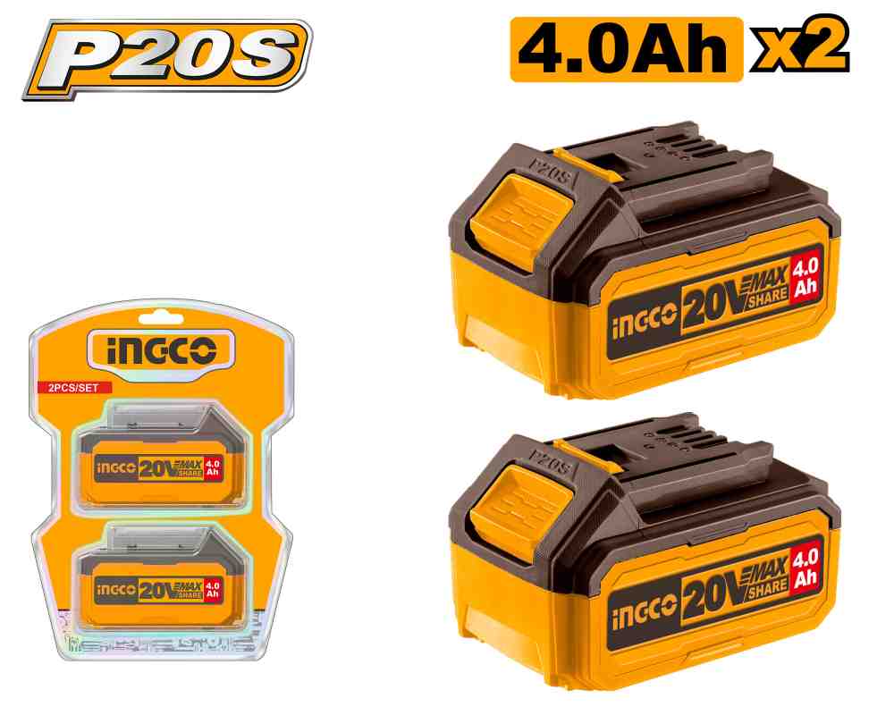 [COSLI240312] KIT DE 2 BATERIAS 4.0 AH DE LITHIUM-ION INGCO (COSLI240312)