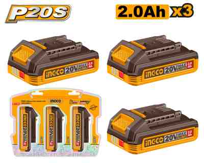 [COSLI240311] KIT DE 3 BATERIAS 2.0 AH DE LITHIUM-ION INGCO (COSLI240311)
