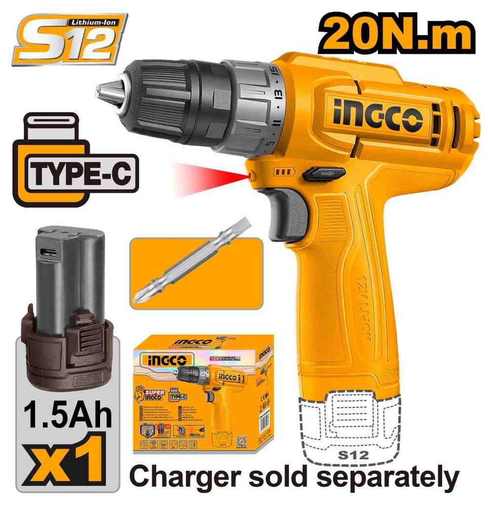 [CDLI12456] TALADRO 12V INGCO (CDLI12456)