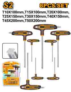 [HHKT80838] JUEGO DE LLAVES TORX CON MANGO EN T DE 8 PIEZAS. INGCO (HHKT80838)