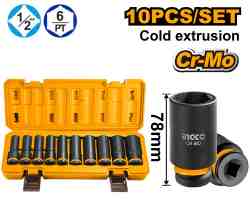 JUEGO DE 10 LLAVES 1/2" DE ALTO IMPACTO INGCO (HKISSD12102L)