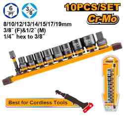 JUEGO DE 10 LLAVES 3/8" DE ALTO IMPACTO INGCO (HKISSD38104)