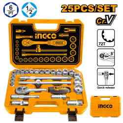 JUEGO DE 25 BOCALLAVES 1/2" CON ACCESORIOS INGCO (HKTS12251)
