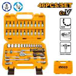 JUEGO TUBOS 46 PIEZAS 1/4 " CON ACCESORIOS INGCO (HKTS14462)