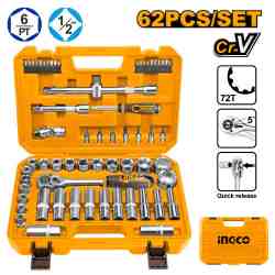 JUEGO DE 62 BOCALLAVES 1/2" CON ACCESORIOS INGCO (HKTS12602)