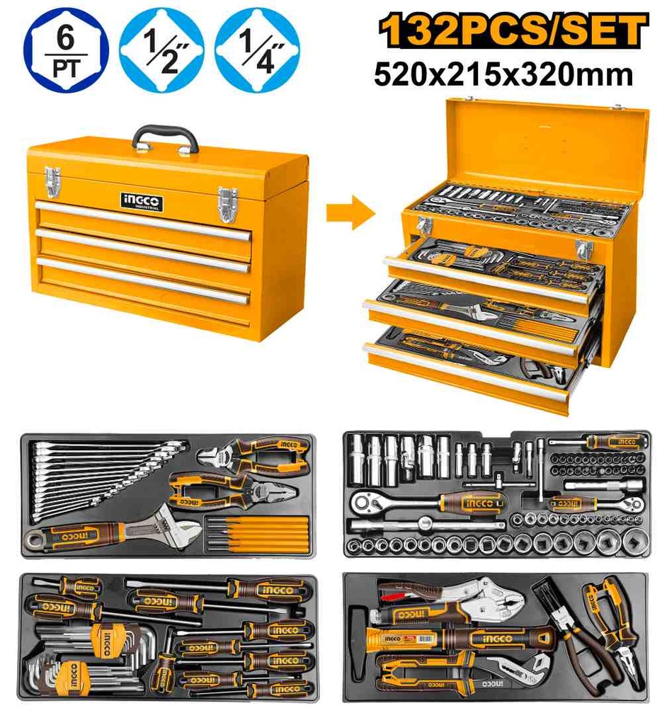 SET METALICO 132 PIEZAS INGCO (HTCS221321)