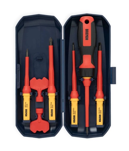 [8668] JUEGO DESTORNILLADOR ELECTRICISTA VARILLAS INTERCAMBIABLES (8 PZS) BREMEN® (8668)