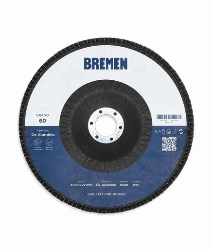 DISCO FLAP 7" (Ø180X22MM) OX. ALUMINIO - 060 [10 UNID] BREMEN® (8711)